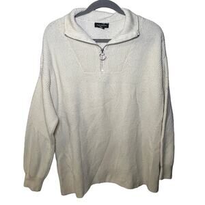 Club Monaco‎ Womens 1/4 Zip Pullover Sweater Size XS White Wool Blend Ribbed